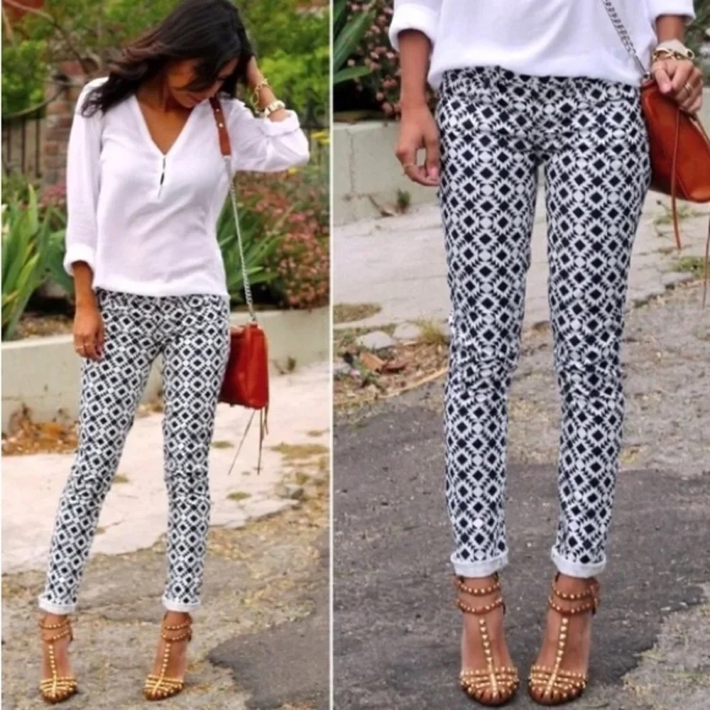 J.CREW Toothpick Skinny Pant in Geometric Kilim Print • Size 28 Art Pop Vibe